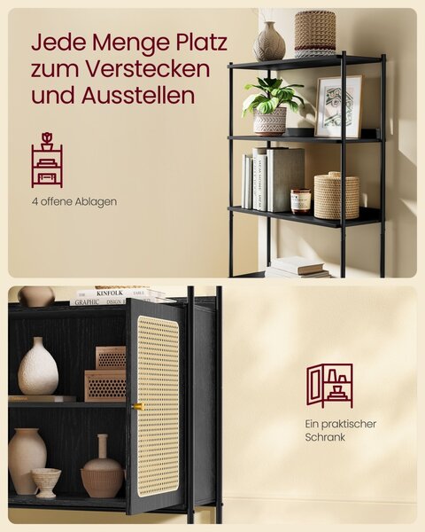Biblioteca Vasagle Negru 76.4x30x174.7 cm