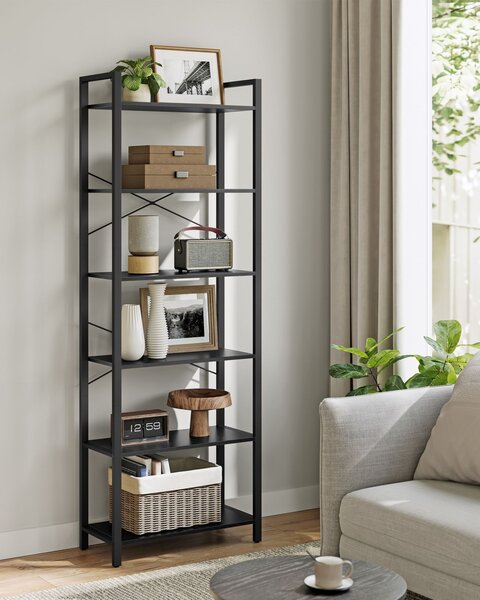 Biblioteca Vasagle Negru 66x30x186 cm