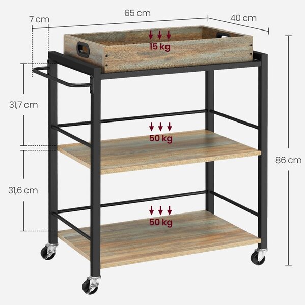 Carucior servire Vasagle Maro 72x40x86 cm