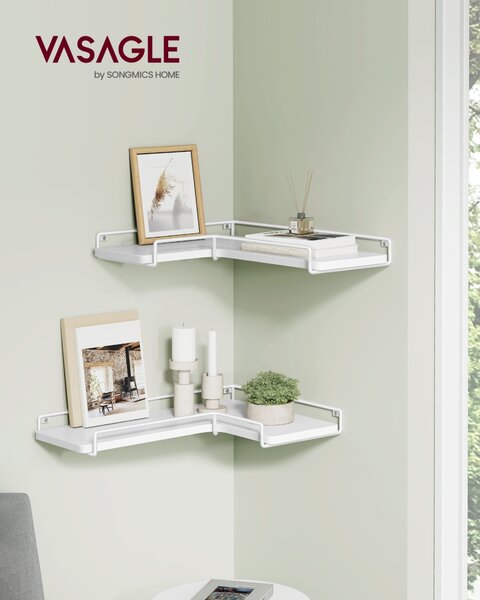 Set 2 rafturi de colt Vasagle Alb 40x29x4 cm