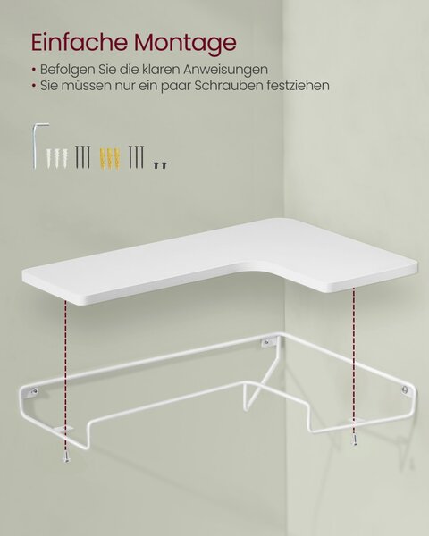 Set 2 rafturi de colt Vasagle Alb 40x29x4 cm