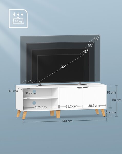 Comoda TV Vasagle Alb 140x40x45 cm