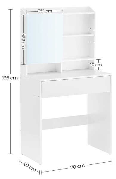 Masa de toaleta Vasagle Alb 70x40x136 cm