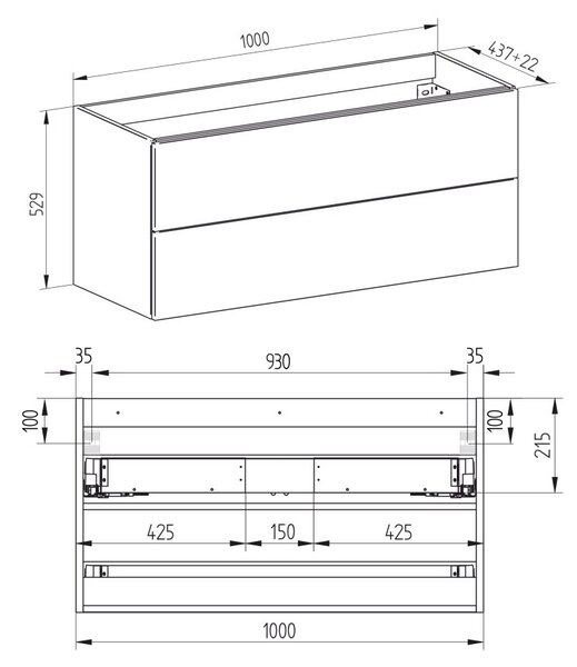 Mereo, Mereo Aira, dulap baie 100 cm, stejar Kronberg, MER-CN722SN