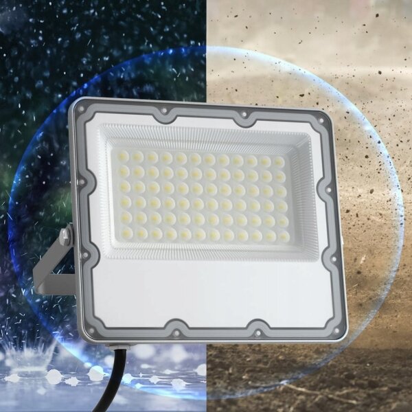Proiector LED exterior 100 W, 230 V, 4500 K, IP65, gri