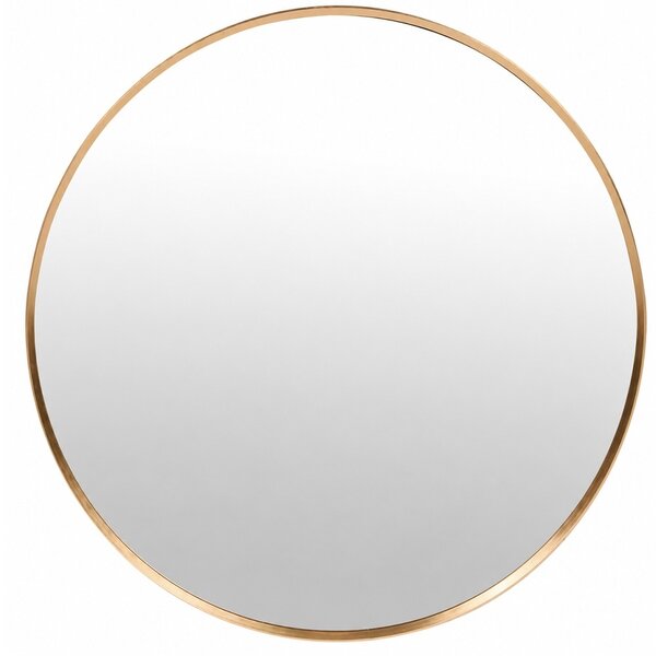 Oglinda eleganta de perete rotunda Pufo Glam cu rama decorativa, oglinda minimalista pentru baie, hol, dormitor, living sau dressing, Ø 50 cm, auriu