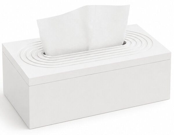 Cutie decorativa Pufo White din lemn pentru servetele, 25 x 14 cm, alb