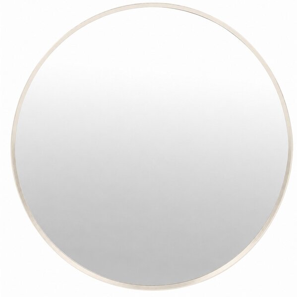 Oglinda eleganta de perete rotunda Pufo Glam cu rama decorativa, oglinda minimalista pentru baie, hol, dormitor, living sau dressing, Ø 50 cm, crem