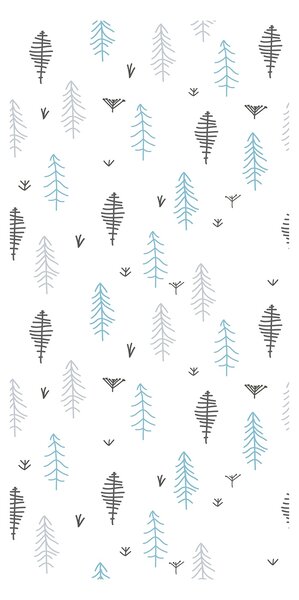 Tapet - Motiv pădure în albastru-gri