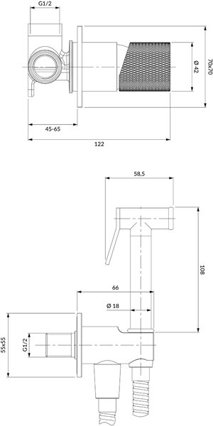Omnires Contour baterie bideu ascuns auriu SYSCTBI1GLB