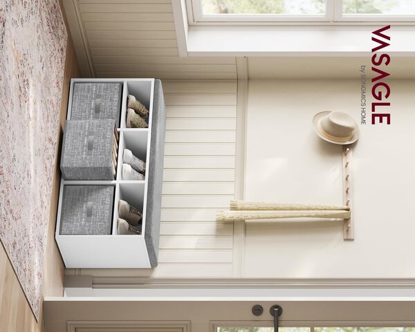 Bancuta cu spatiu depozitare si pantofar Vasagle Gri 87x30.3x48 cm