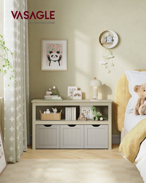 Bancuta cu spatiu depozitare si pantofar Vasagle Bej 102x30x60 cm
