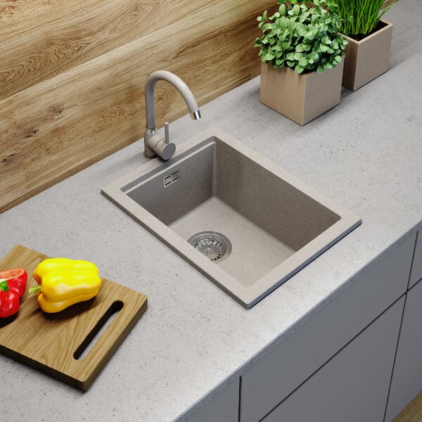 Gamma Decor 3850, chiuvetă granit cu 1 compartiment 380x500x207 mm, bej, GMA-ZLE000157