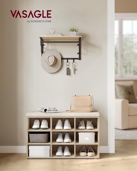 Bancuta cu spatiu depozitare si pantofar Vasagle Alb 78.5x30.3x48 cm