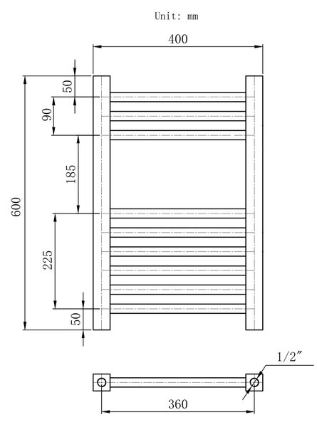 Gamma Erga Proper, calorifer 600x400 mm, 256W, alb, ERG-LAV-PROP-6040-WH
