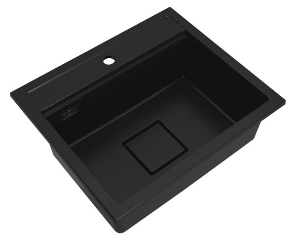 Chiuvetă Gamma Quadro 5850, granit cu 1 compartiment 580x495x220 mm, neagră, GMA-ZLE000229