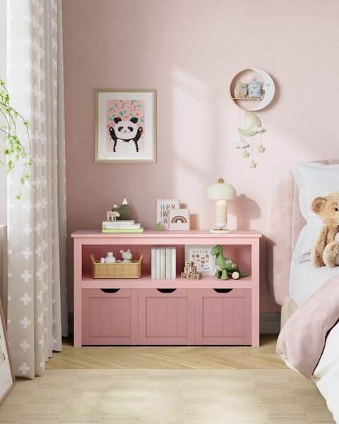 Bancuta cu spatiu depozitare si pantofar Vasagle Roz 102x30x60 cm