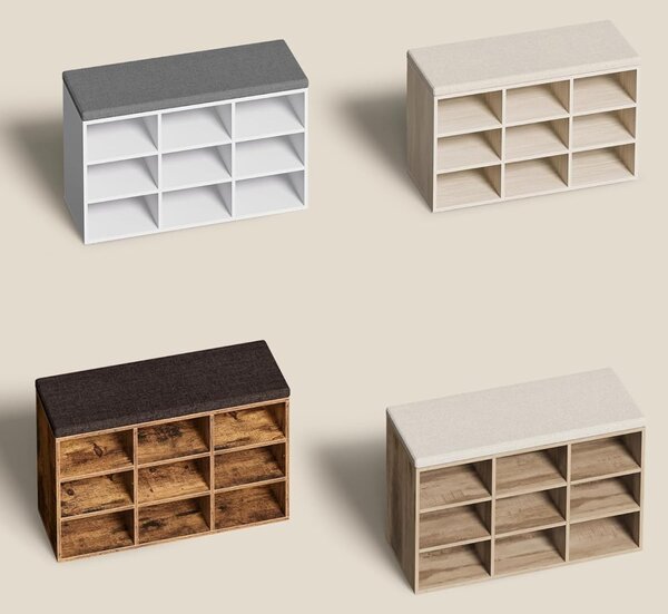Bancuta cu spatiu depozitare si pantofar Vasagle Stejar 78.5x30.3x48 cm