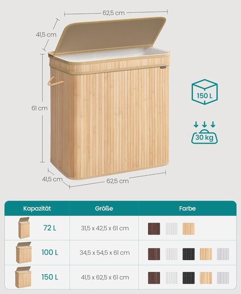 Cos de rufe Songmics Bej 62.5x41.5x61 cm