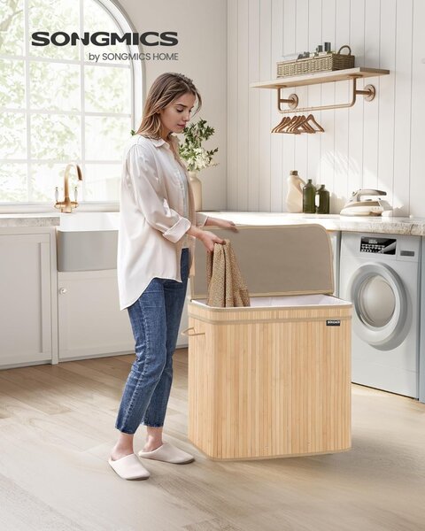 Cos de rufe Songmics Bej 62.5x41.5x61 cm