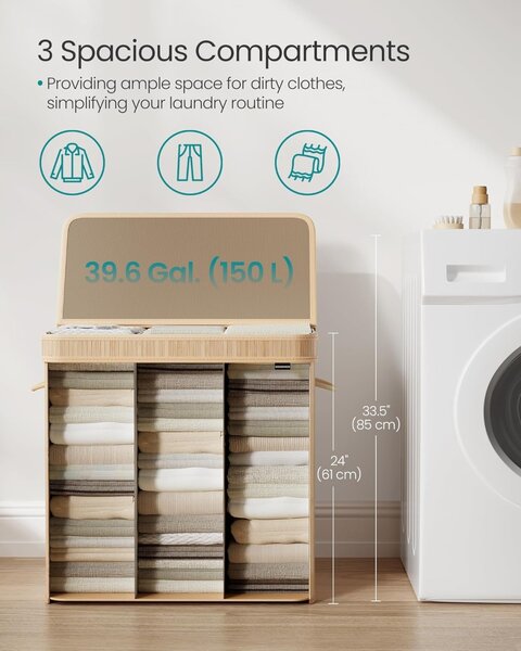 Cos de rufe Songmics Bej 62.5x41.5x61 cm
