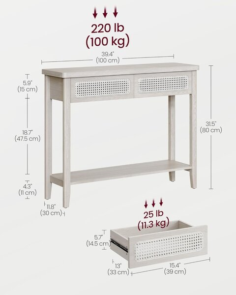 Consola Vasagle Bej 100x30x80 cm