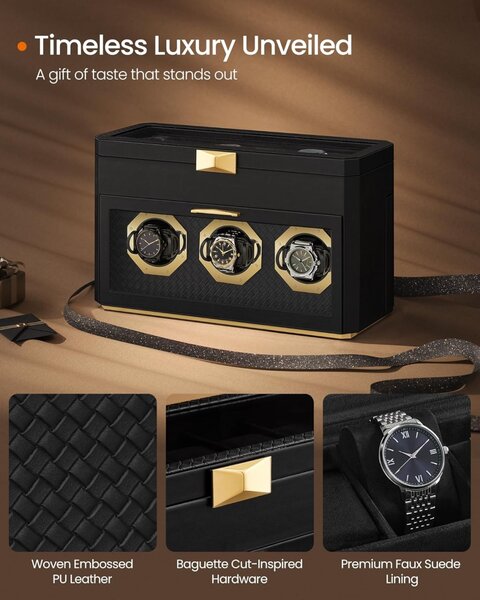Cutie depozitare ceasuri Songmics Negru 40x17.3x25.3 cm