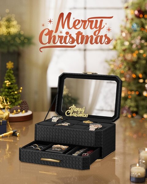 Cutie depozitare ceasuri Songmics Negru 27.3x20.4x14.5 cm