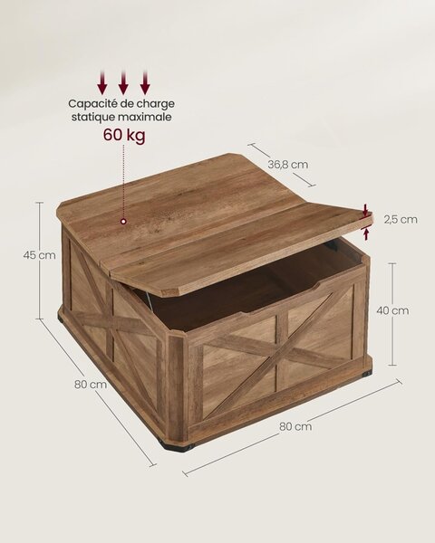 Masuta de cafea Vasagle Maro 80x80x46 cm