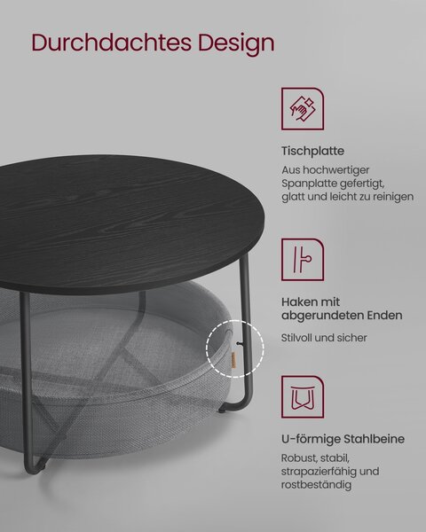 Masuta de cafea Vasagle Negru 75x75x45 cm