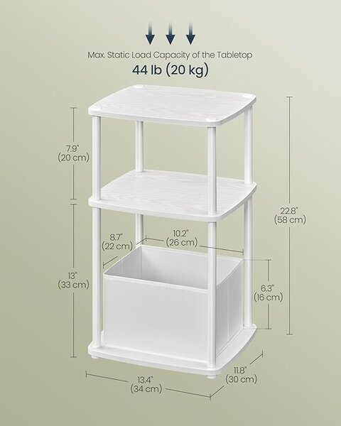 Masuta laterala Songmics Alb 34x30x58 cm