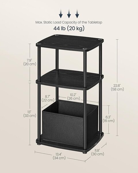 Masuta laterala Songmics Negru 34x30x58 cm