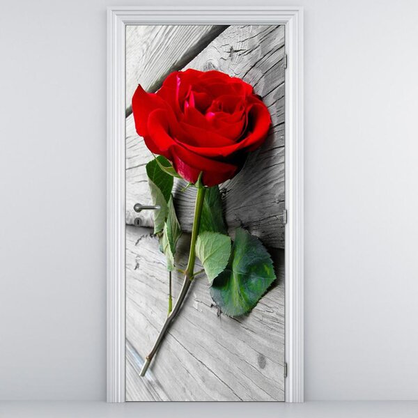 Fototapeta pentru ușă - trandafir roșu (95x205cm)
