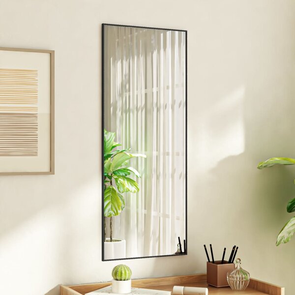 Oglindă pentru ușă, negru, 40x100 cm, sticlă și aluminiu