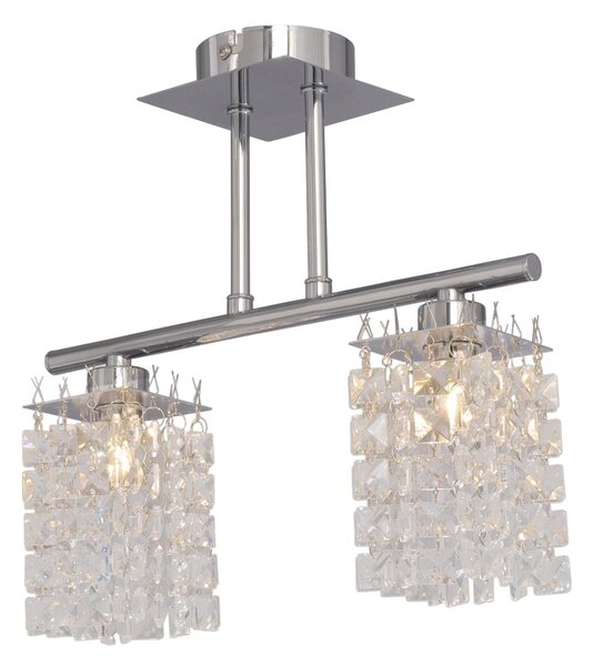 Candelabru Klausen Kubo PL2 Cromat 30x30x14 cm, Corp Iluminat Clasic cu 2 Becuri G9 Incluse, Eleganta pentru Living si Hol, Design din Metal Sticla