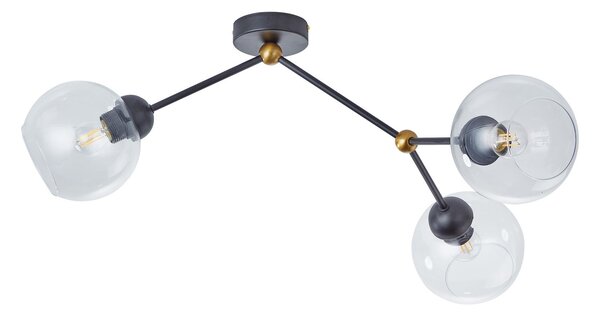Candelabru Modern Klausen Flavor 3, 3xE27, Design Urban Cupru Negru Sticla, Corp Iluminat Living 72x45x30 cm, Eleganta Rafinata pentru Interior