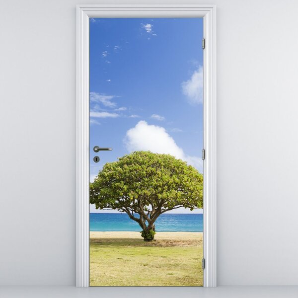 Fototapet pentru ușă - Plaja cu copac (95x205cm)