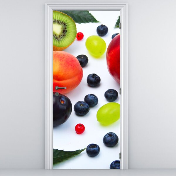 Fototapet pentru ușă - Fructe cu stropi de apă (95x205cm)