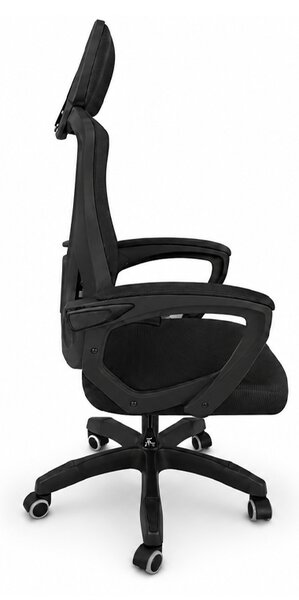Scaun de birou ergonomic cu tetieră și spătar din plasă, negru
