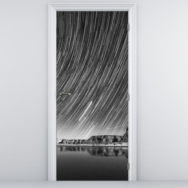 Fototapet pentru ușă - Cerul înstelat alb-negru (95x205cm)