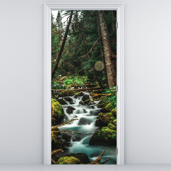 Fototapet pentru ușă - Pârâu în pădure (95x205cm)