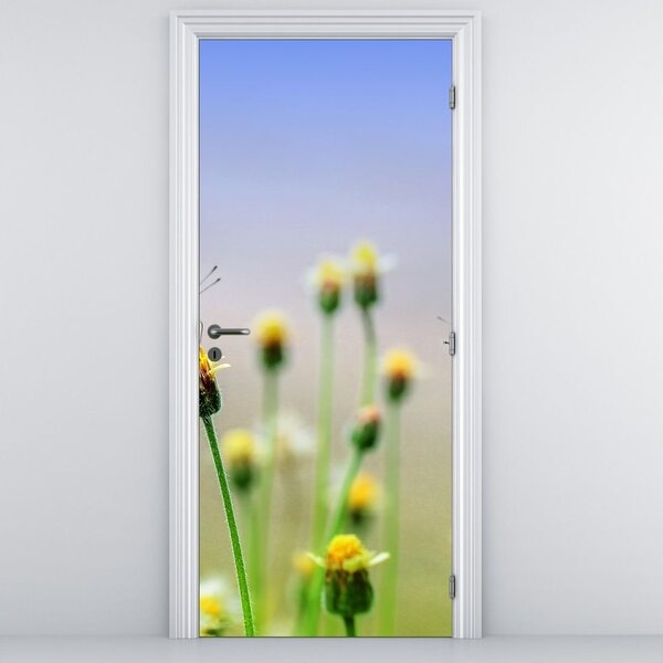 Fototapet pentru ușă - Floare și fluture (95x205cm)