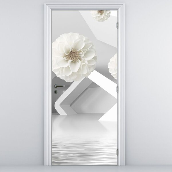 Fototapet pentru ușă - Abstract flori albe (95x205cm)