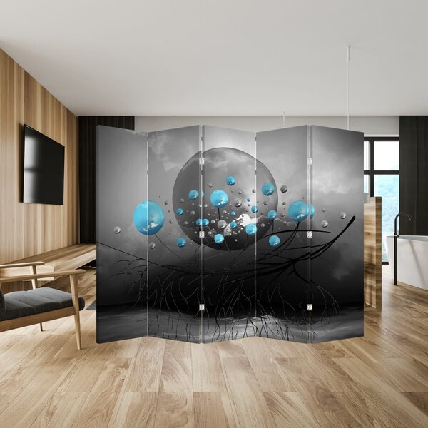 Paravan - Bile abstracte albastru deschis (210x170 cm)