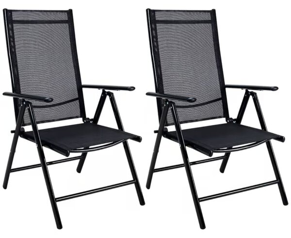 Scaun de grădină MARBELLA, set 2 buc., pliabil, negru/antracit Casaria