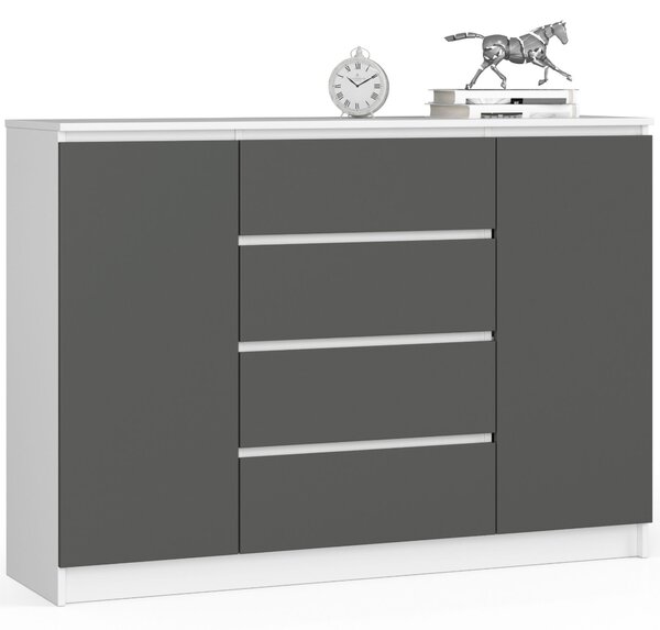 Comodă cu sertare Keanu IV (alb + grafit). Promo -12%. 1152034