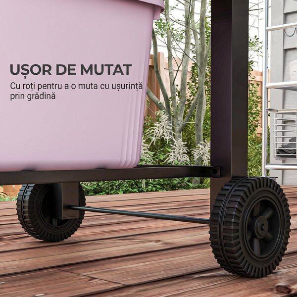 Outsunny Charcoal BBQ Grill and Smoker Combo w/ Adjustable Height, Folding Shelves, Thermometer, and Wheels | Aosom Romania