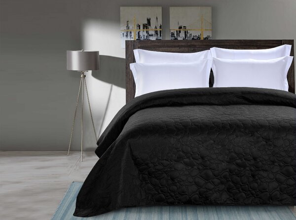 Cuvertura neagra de pat cu model STONE Dimensiune: 170 x 210 cm