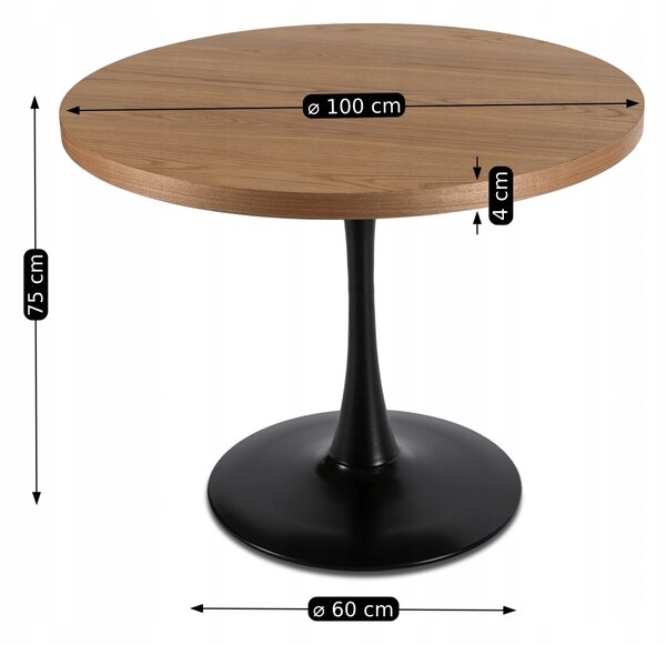 Masă sufragerie Luchan (stejar auriu + negru) (pentru 4 persoane). Promo -22%. 1119031