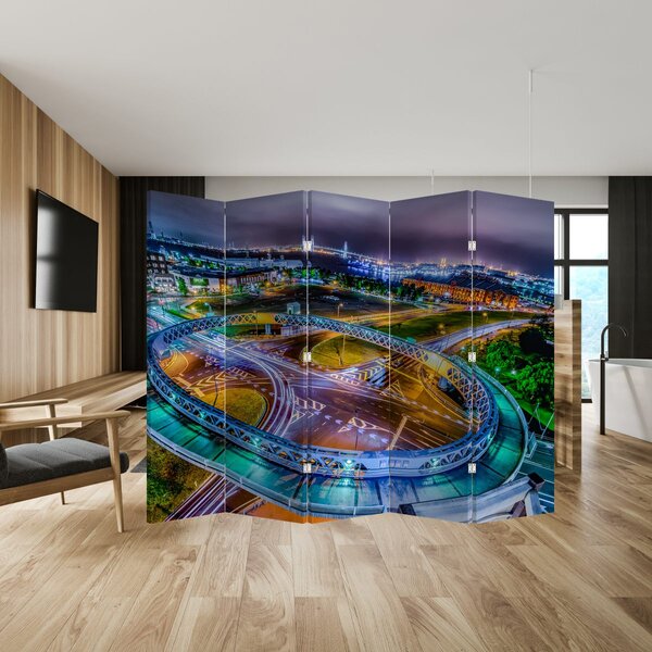 Paravan - Panorama orașului nocturn (210x170 cm)